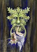 Greenman's Door by Selina Fenech  8"x10" Ceramic Art Tile with recessed hangers for tabletop or wall hanging purposes