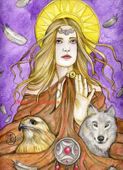 Guardian by Maria Van Bruggen 8"x10" Ceramic Art Tile with recessed hangers for tabletop or wall hanging purposes Guardian by Maria Van Bruggen 8"x10" Ceramic Art Tile with recessed hangers for tabletop or wall hanging purposes