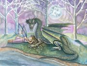 Guardian by Molly Harrison  8"x10" Ceramic Art Tile with recessed hangers for tabletop or wall hanging purposes