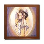 Guardian Ceramic Tile Box by Artist Selina Fenech Dark wood jewely box measures 5 1/8" x 5 1/8" x 2 3/4" and is fully lined on the inside