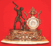 Hand Made Bronze Portugal Old Fashion Shelf Clock with Marble Base