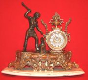 Hand Made Bronze Portugal Old Fashion Shelf Clock with Marble Base