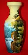 Hand Painted Hand Made Beautiful Ceramic Flower Vase Signed by Author