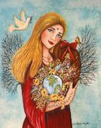 Harvest of Hope by Sue Miller   8"x10" Ceramic Art Tile with recessed hangers for tabletop or wall hanging purposes