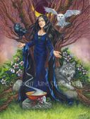 High Priestess by Jane Starr Weils 8"x10" Ceramic Art Tile with recessed hangers for tabletop or wall hanging purposes High Priestess by Jane Starr Weils 8"x10" Ceramic Art Tile with recessed hangers for tabletop or wall hanging purposes