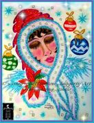 Holiday She Cares Crystal Fairy by Cindy Thorrington Haggerty   8"x10" Ceramic Art Tile with recessed hangers for tabletop or wall hanging purposes
