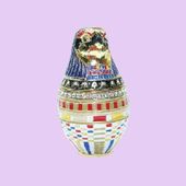 Horus Jeweled Box Enameled pewter bejeweled w/ Austrian crystals 1 1/2" L x 3" H