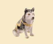 Huskies Jeweled Box Enameled pewter box bejeweled with Austrian crystals