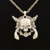 J020 Skull and Crossed Pistols Necklace All Jewelry Packages with Custom Back Card & OPP Bag Lead Free Alloy