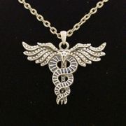 J021 Caduceus Dragon Necklace All Jewelry Packages with Custom Back Card & OPP Bag Lead Free Alloy