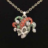 J025 Jester Skull Necklace All Jewelry Packages with Custom Back Card & OPP Bag Lead Free Alloy
