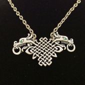 J026 Celtic Dragon Necklace All Jewelry Packages with Custom Back Card & OPP Bag Lead Free Alloy