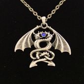 J028 Dueling Dragon Necklace All Jewelry Packages with Custom Back Card & OPP Bag Lead Free Alloy