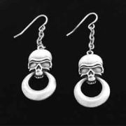 J032 Skull w/ Ring Earrings All Jewelry Packages with Custom Back Card & OPP Bag Lead Free Alloy