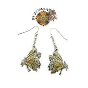 J044 Chrysalis Butterfly Earrings Lead Free Pewter  Back Card Included