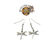 J046 Wild Magic Dragonfly Earrings Lead Free Pewter  Back Card Included