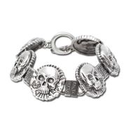 J140 Skull Coin Bracelet All Jewelry Packages with Custom Back Card & OPP Bag Lead Free Alloy