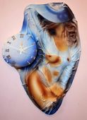 Joahna Tomascheska Hand Made Painted Art 3D Leather Woman Clock