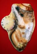 Joahna Tomascheska Hand Made Painted Art 3D Leather Woman Clock