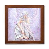 Keeper Of Secrets Ceramic Tile Box by Artist Selina Fenech Dark wood jewely box measures 5 1/8" x 5 1/8" x 2 3/4" and is fully lined on the inside Keeper Of Secrets Ceramic Tile Box by Artist Selina Fenech Dark wood jewely box measures 5 1/8" x 5 1/8" x 2 3/4" and is fully lined on the inside