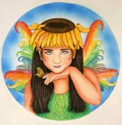 Keeping In Touch by Sue Miller   8"x10" Ceramic Art Tile with recessed hangers for tabletop or wall hanging purposes