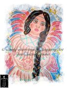 Kia Ann of the Little People by Cindy Thorrington Haggerty   8"x10" Ceramic Art Tile with recessed hangers for tabletop or wall hanging purposes