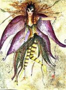 Lady Daffodil Fairy by Sherri Baldy   8"x10" Ceramic Art Tile with recessed hangers for tabletop or wall hanging purposes