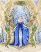 Lady of the Ivy Gate by Meredith Dillman 8"x10" Ceramic Art Tile with recessed hangers for tabletop or wall hanging purposes Lady of the Ivy Gate by Meredith Dillman 8"x10" Ceramic Art Tile with recessed hangers for tabletop or wall hanging purposes
