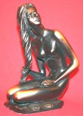 Lady with Long Hair Modern Contemporary Designed Bronze Finish Figurine by U Hoyat