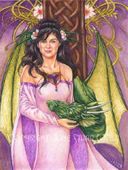 Lauren Dragon Whisperer by Jane Starr Weils 8"x10" Ceramic Art Tile with recessed hangers for tabletop or wall hanging purposes Lauren Dragon Whisperer by Jane Starr Weils 8"x10" Ceramic Art Tile with recessed hangers for tabletop or wall hanging purposes