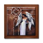 Legacy Ceramic Tile Box by Artist Abranda Scisson Dark wood jewely box measures 5 1/8" x 5 1/8" x 2 3/4" and is fully lined on the inside Legacy Ceramic Tile Box by Artist Abranda Scisson Dark wood jewely box measures 5 1/8" x 5 1/8" x 2 3/4" and is fully lined on the inside