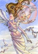 Love by Sara M. Butcher  8"x10" Ceramic Art Tile with recessed hangers for tabletop or wall hanging purposes