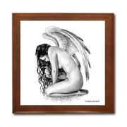 Love Me Not Ceramic Tile Box by Artist Selina Fenech Dark wood jewely box measures 5 1/8" x 5 1/8" x 2 3/4" and is fully lined on the inside