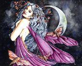 Lunar Fay by Abranda Icle Sisson 8"x10" Ceramic Art Tile with recessed hangers for tabletop or wall hanging purposes Lunar Fay by Abranda Icle Sisson 8"x10" Ceramic Art Tile with recessed hangers for tabletop or wall hanging purposes