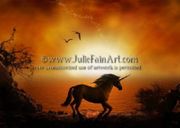 Majestic Print by Julie Fain  8"x10" Ceramic Art Tile with recessed hangers for tabletop or wall hanging purposes