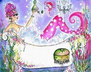 Mermaid Bubble Sea Horse by Sherri Baldy   8"x10" Ceramic Art Tile with recessed hangers for tabletop or wall hanging purposes