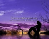 Mermaid Sunset II by Julie Fain 8"x10" Ceramic Art Tile with recessed hangers for tabletop or wall hanging purposes Mermaid Sunset II by Julie Fain 8"x10" Ceramic Art Tile with recessed hangers for tabletop or wall hanging purposes