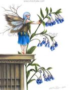 Mertensia by Katherine Barber   8"x10" Ceramic Art Tile with recessed hangers for tabletop or wall hanging purposes