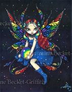 Midnight Rainbow by Jasmine Becket Griffith  8"x10" Ceramic Art Tile with recessed hangers for tabletop or wall hanging purposes
