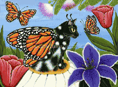 Monarch Butterfly Fairy Cat by Carrie Hawks 8"x10" Ceramic Art Tile with recessed hangers for tabletop or wall hanging purposes Monarch Butterfly Fairy Cat by Carrie Hawks 8"x10" Ceramic Art Tile with recessed hangers for tabletop or wall hanging purposes