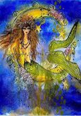 Moon Dust Mermaid by Sherri Baldy 8"x10" Ceramic Art Tile with recessed hangers for tabletop or wall hanging purposes Moon Dust Mermaid by Sherri Baldy 8"x10" Ceramic Art Tile with recessed hangers for tabletop or wall hanging purposes
