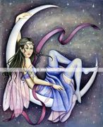 Moon Fairy by Gretchen Raisch-Baskin  8"x10" Ceramic Art Tile with recessed hangers for tabletop or wall hanging purposes