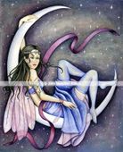 Moon Fairy by Gretchen Raisch-Baskin 8"x10" Ceramic Art Tile with recessed hangers for tabletop or wall hanging purposes Moon Fairy by Gretchen Raisch-Baskin 8"x10" Ceramic Art Tile with recessed hangers for tabletop or wall hanging purposes