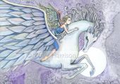 Moon Flight by Molly Harrison 8"x10" Ceramic Art Tile with recessed hangers for tabletop or wall hanging purposes Moon Flight by Molly Harrison 8"x10" Ceramic Art Tile with recessed hangers for tabletop or wall hanging purposes