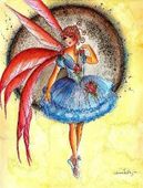 Moon Light Ballerina Fairy by Sherri Baldy 8"x10" Ceramic Art Tile with recessed hangers for tabletop or wall hanging purposes Moon Light Ballerina Fairy by Sherri Baldy 8"x10" Ceramic Art Tile with recessed hangers for tabletop or wall hanging purposes