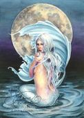 Moon Mermaid by Selina Fenech 8"x10" Ceramic Art Tile with recessed hangers for tabletop or wall hanging purposes Moon Mermaid by Selina Fenech 8"x10" Ceramic Art Tile with recessed hangers for tabletop or wall hanging purposes
