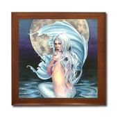 Moon Mermaid Ceramic Tile Box by Artist Selina Fenech Dark wood jewely box measures 5 1/8" x 5 1/8" x 2 3/4" and is fully lined on the inside Moon Mermaid Ceramic Tile Box by Artist Selina Fenech Dark wood jewely box measures 5 1/8" x 5 1/8" x 2 3/4" and is fully lined on the inside