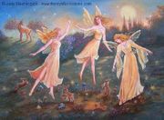 Moonlit Dance by Judy Mastrangelo   8"x10" Ceramic Art Tile with recessed hangers for tabletop or wall hanging purposes