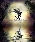 Moonlit Water by Julie Fain  8"x10" Ceramic Art Tile with recessed hangers for tabletop or wall hanging purposes