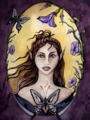 Morning Glory by Jennifer Galasso 8"x10" Ceramic Art Tile with recessed hangers for tabletop or wall hanging purposes Morning Glory by Jennifer Galasso 8"x10" Ceramic Art Tile with recessed hangers for tabletop or wall hanging purposes
